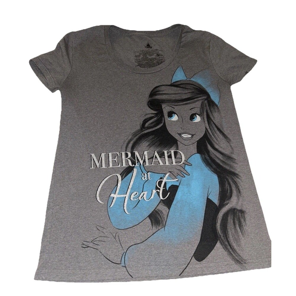 Disney Store Princess Ariel The Little Mermaid At Heart Gray Graphic Small Tee
